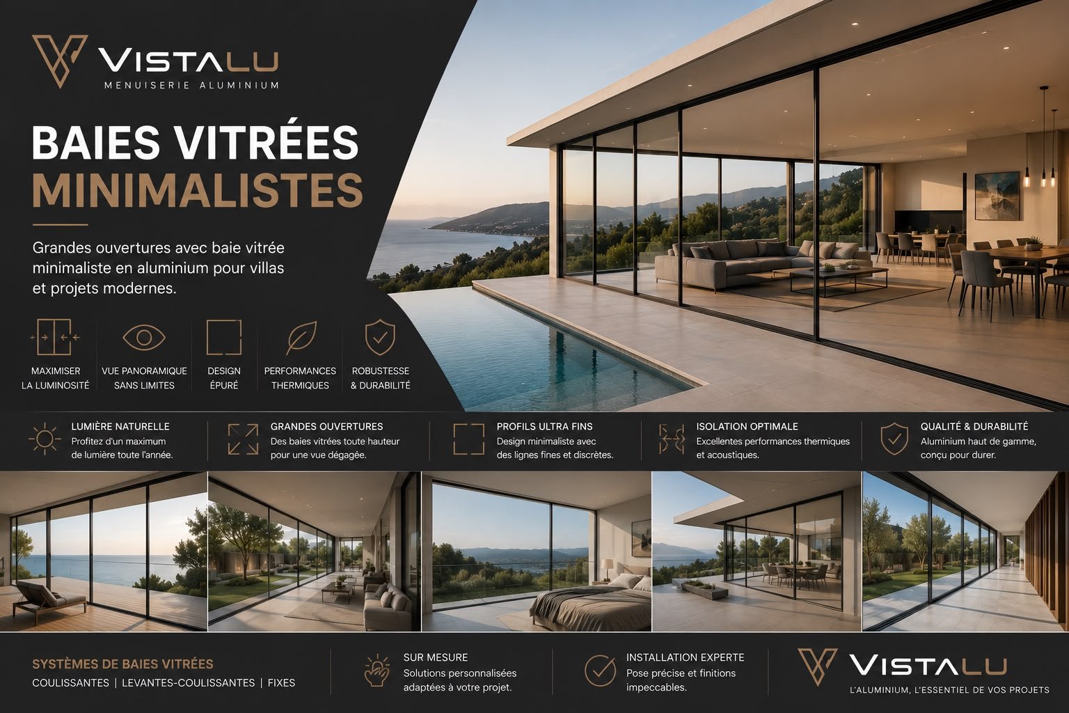 Baie vitrée minimaliste aluminium