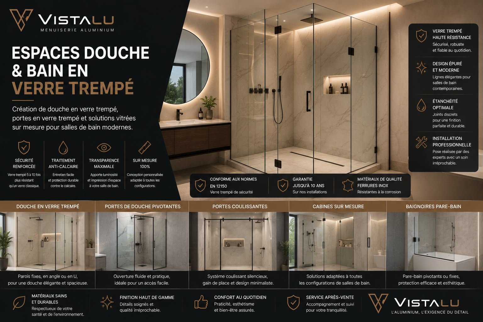 Douche verre trempé Tanger
