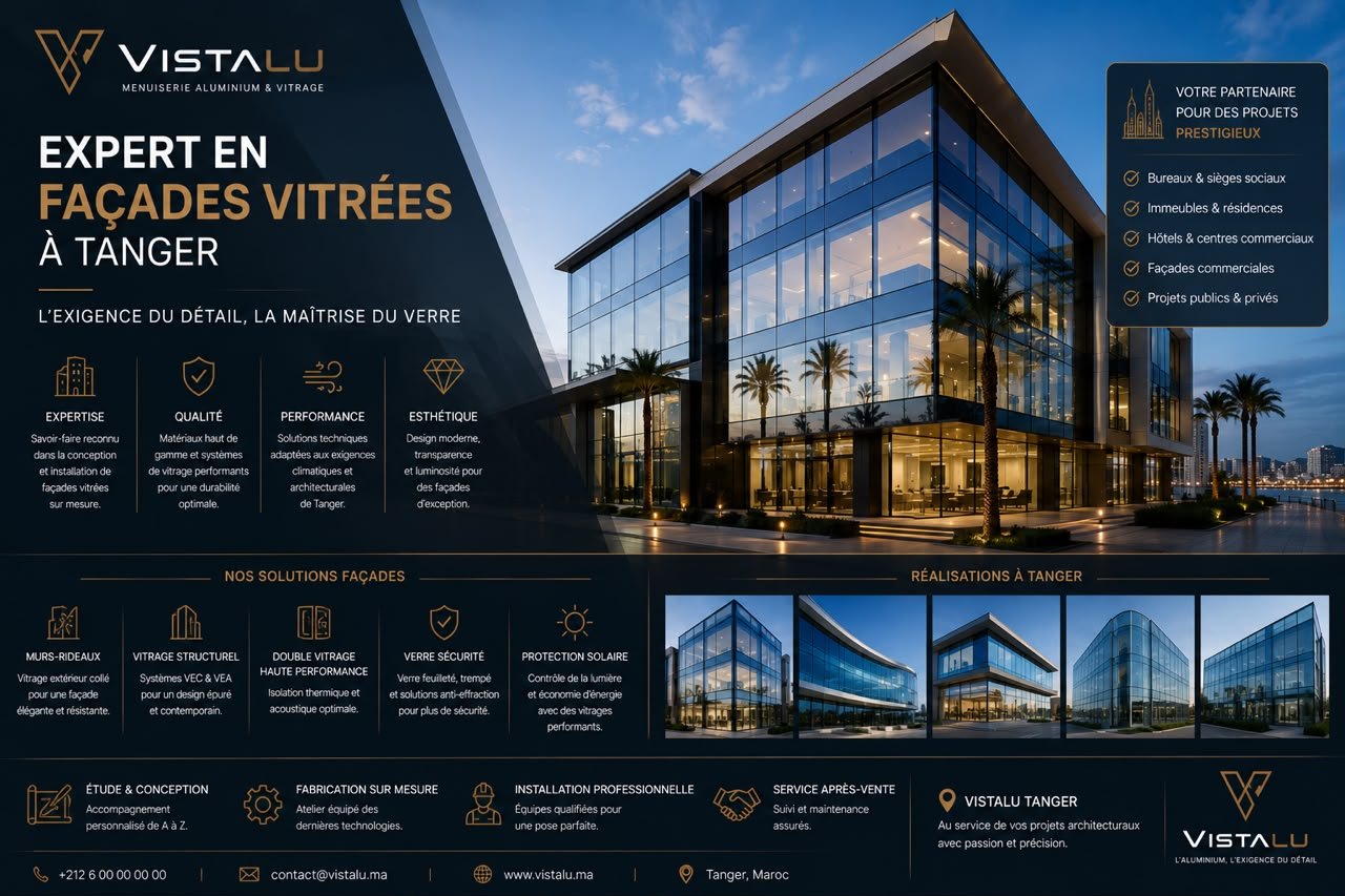 Entreprise façade vitrée Tanger