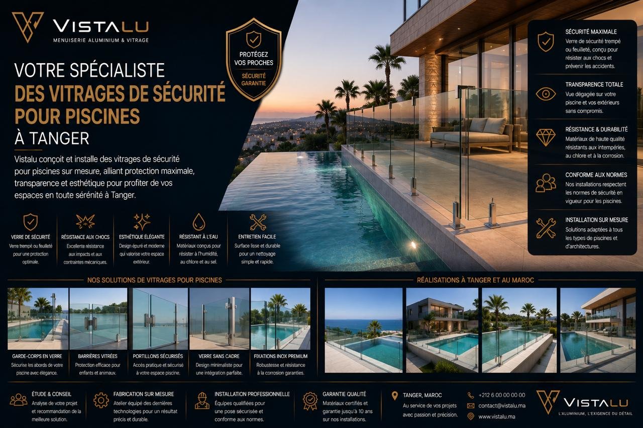 Garde corps verre piscine Tanger