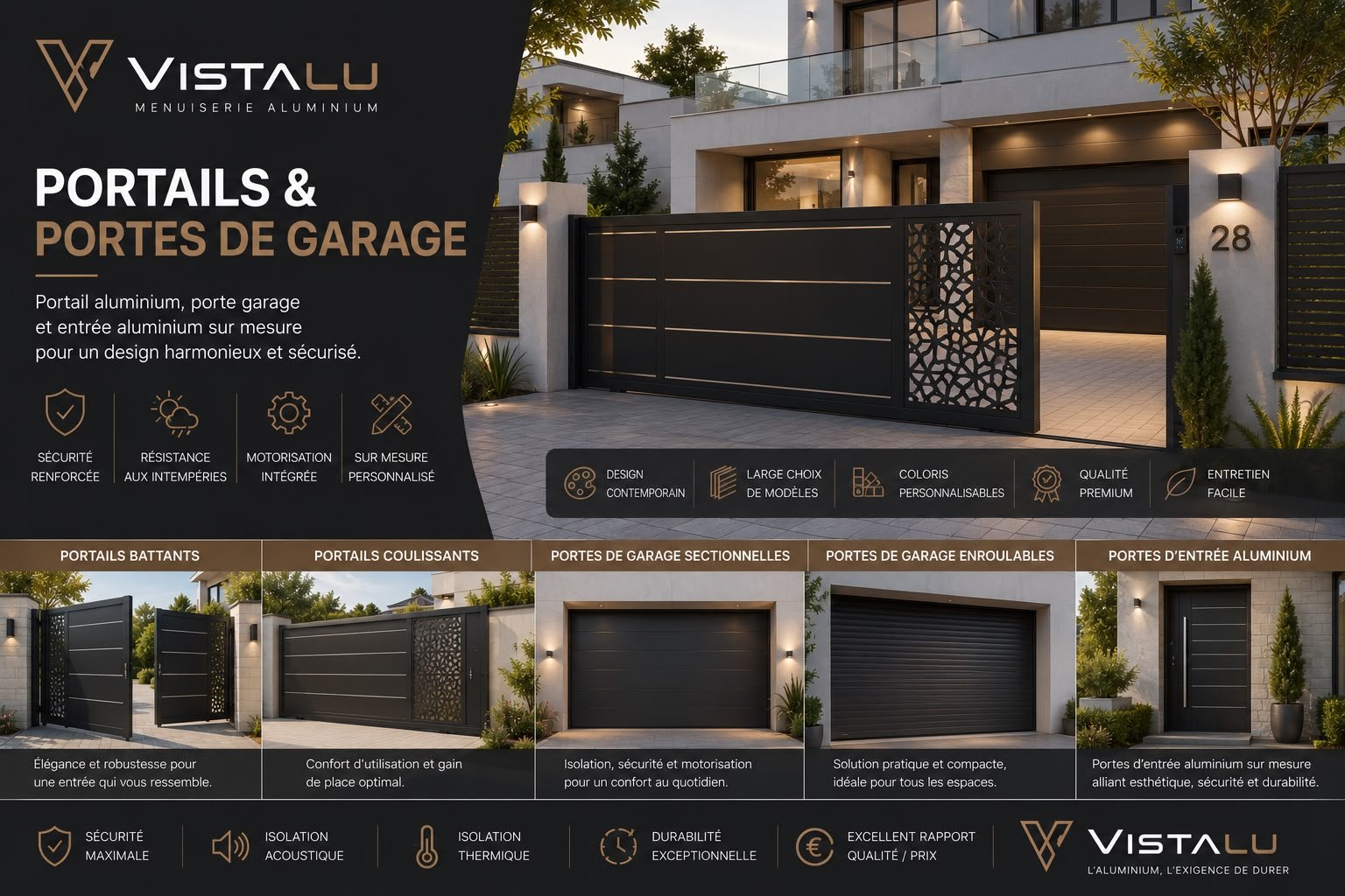 Portail garage aluminium Tanger