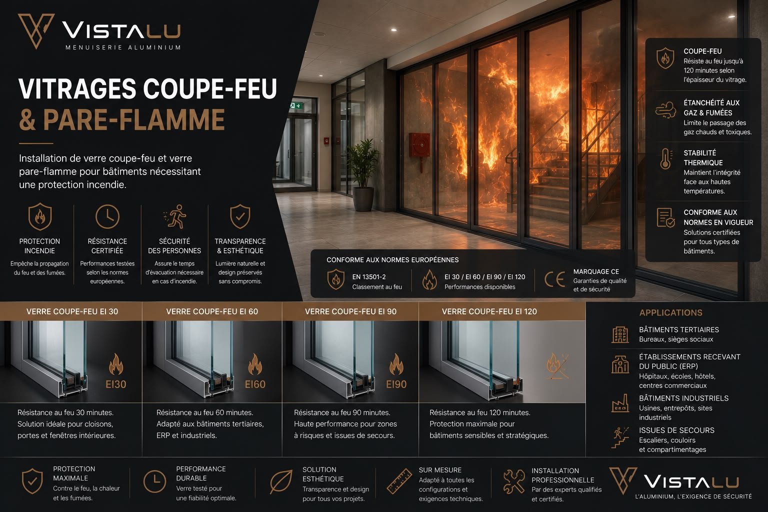 Verre coupe feu pare flamme Tanger