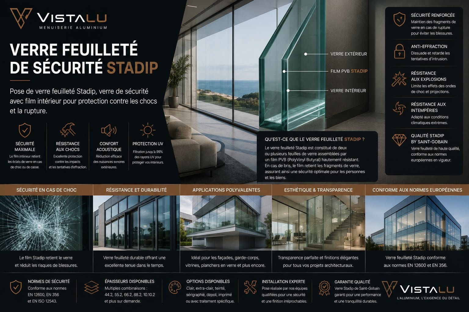 Verre feuilleté Stadip sécurité Tanger