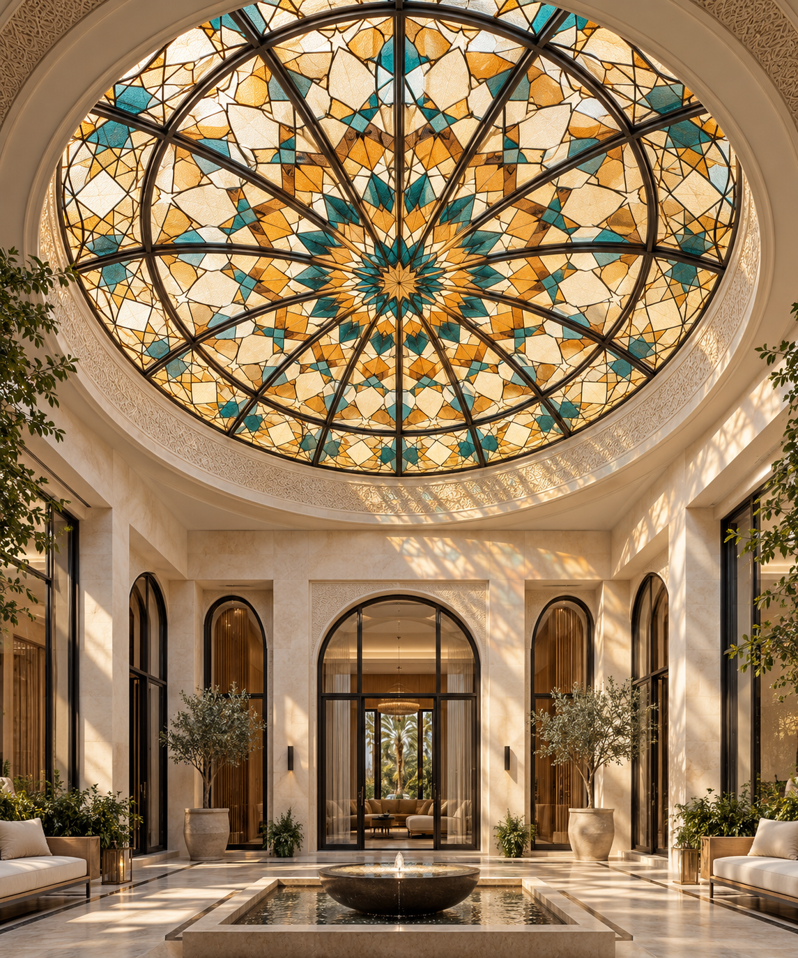 Vitrail décoratif coupole verre Tanger